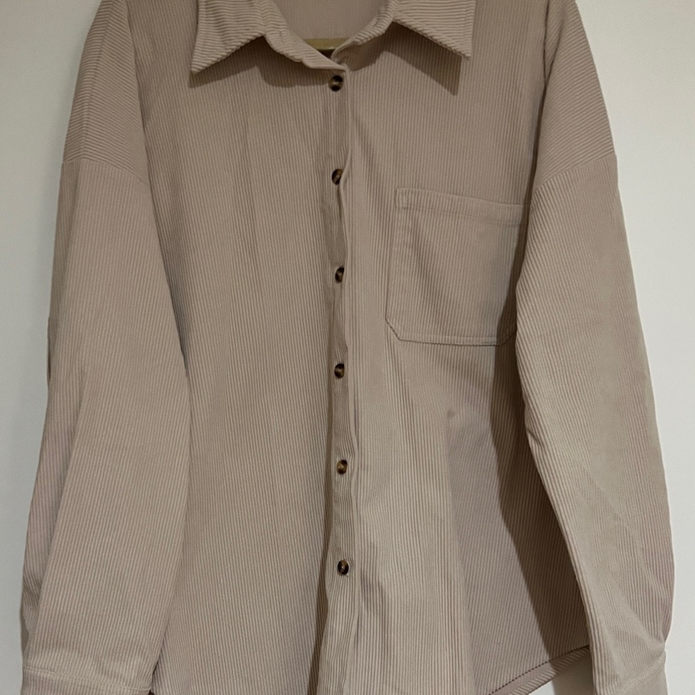 Women’s MIHOL Beige Button-Up Corduroy Shirt